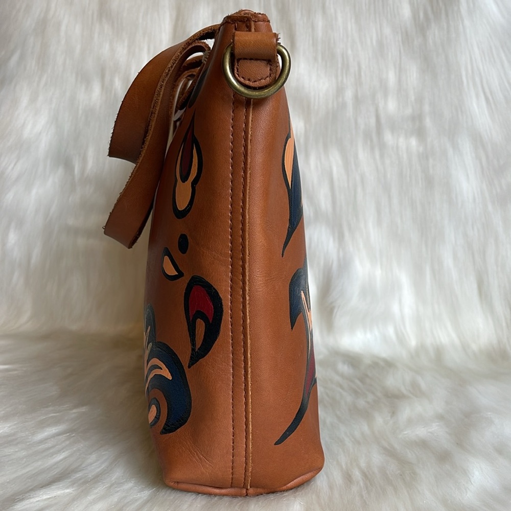 Floral Brown Leather Crossbody Bag - Picture 8 of 15